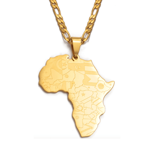 Africa Flag Mapped Necklace - 18K Gold Plated